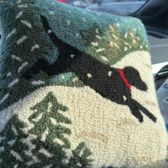 Crate & Barrel snowdog needlepoint dog Christmas tree pillow - Picture 8 of 8